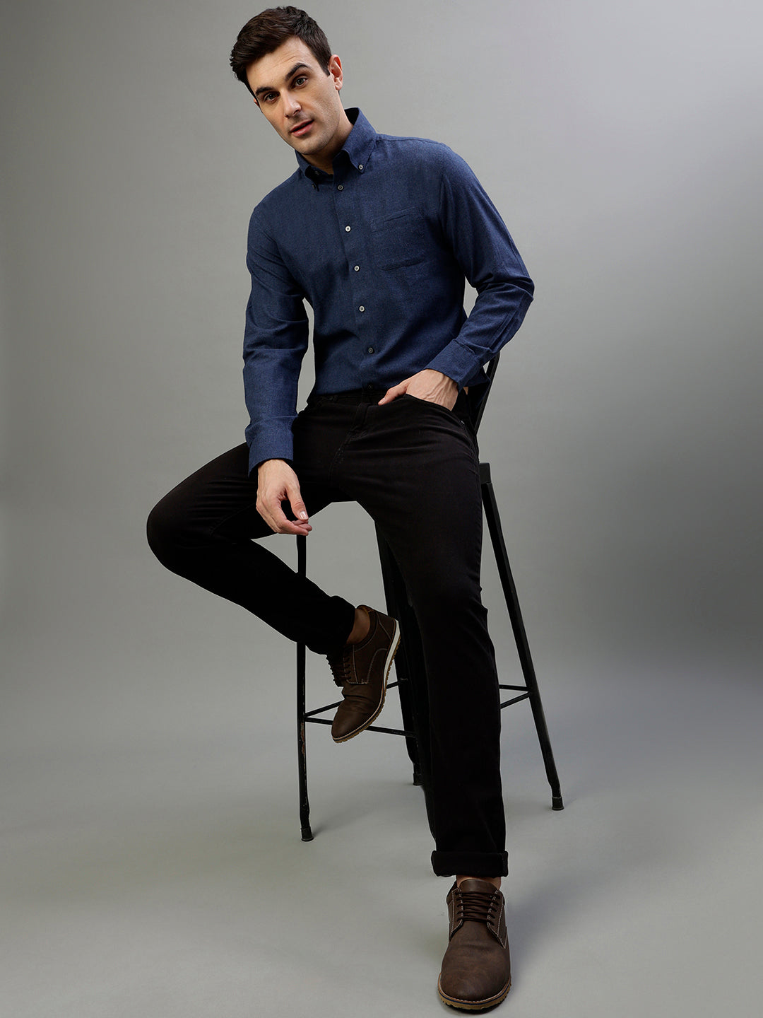 blue dress shirt grey pants Men's Magnetic Classic Long Sleeve Light Blue ‘Ryan’ Dress Shirt - Size Large - MagnaReady - Parkinson's Adaptive Clothing