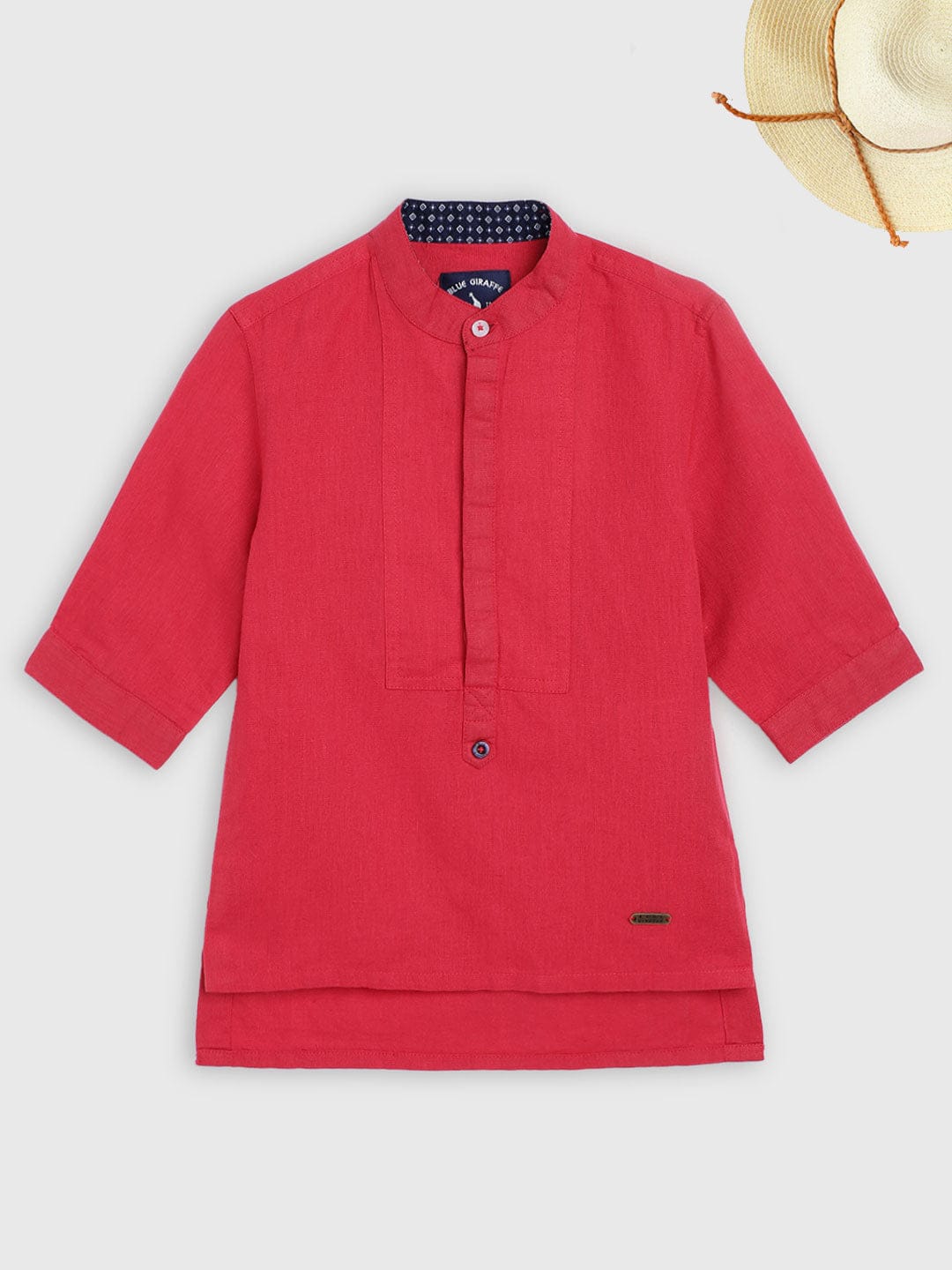 Blue Giraffe Boys Band Collar Shirt