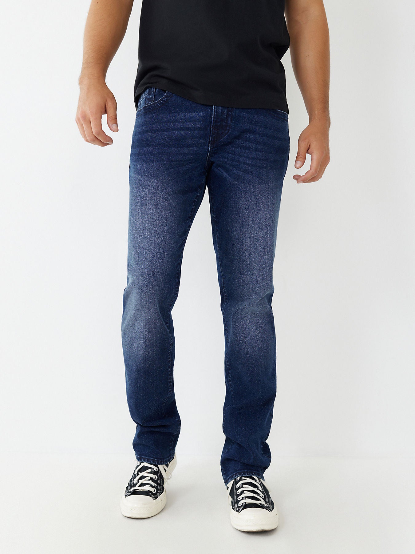 True Religion Men Blue Solid Slim Fit Jeans