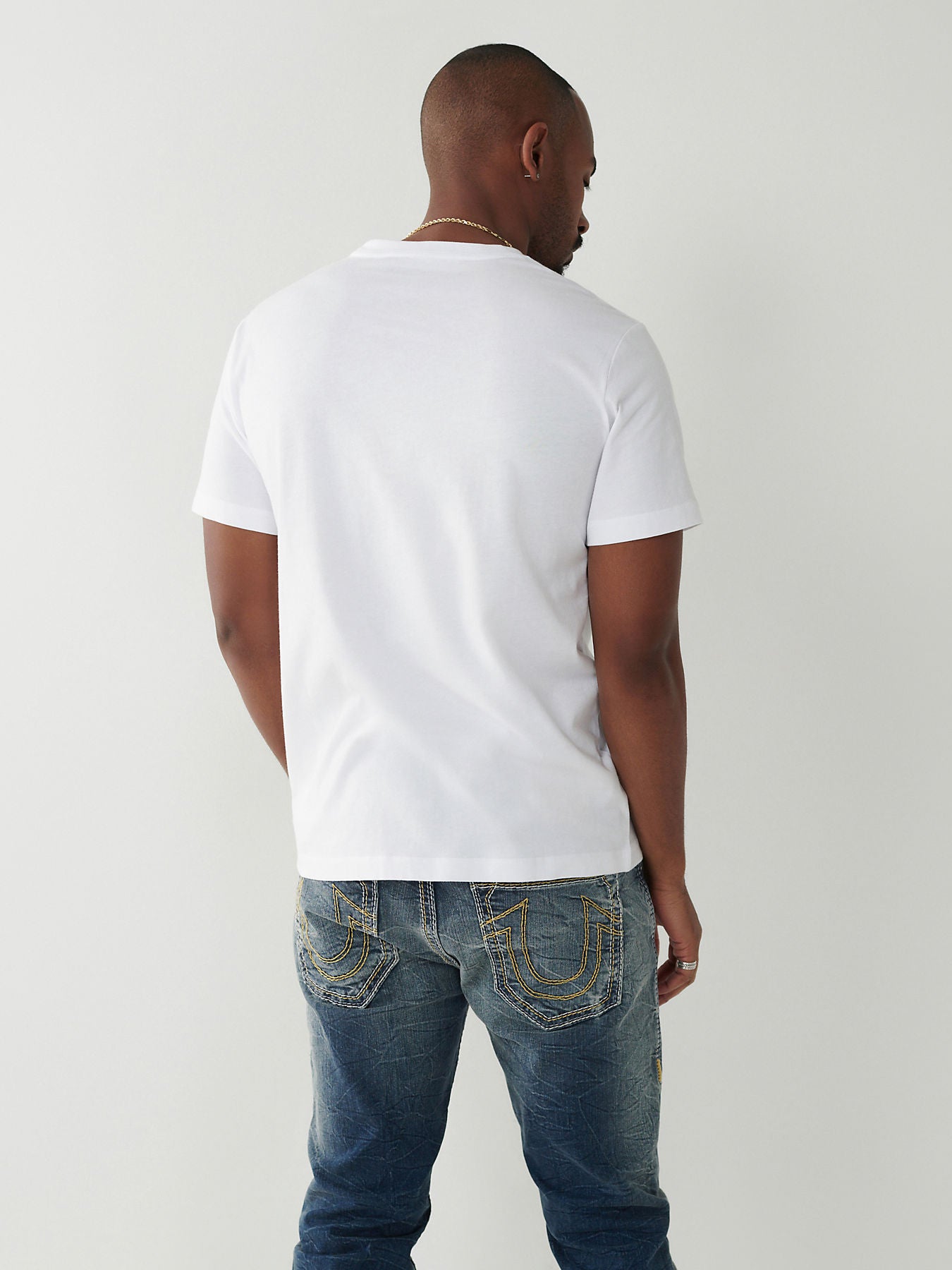 True Religion White Logo Straight Fit T-Shirt