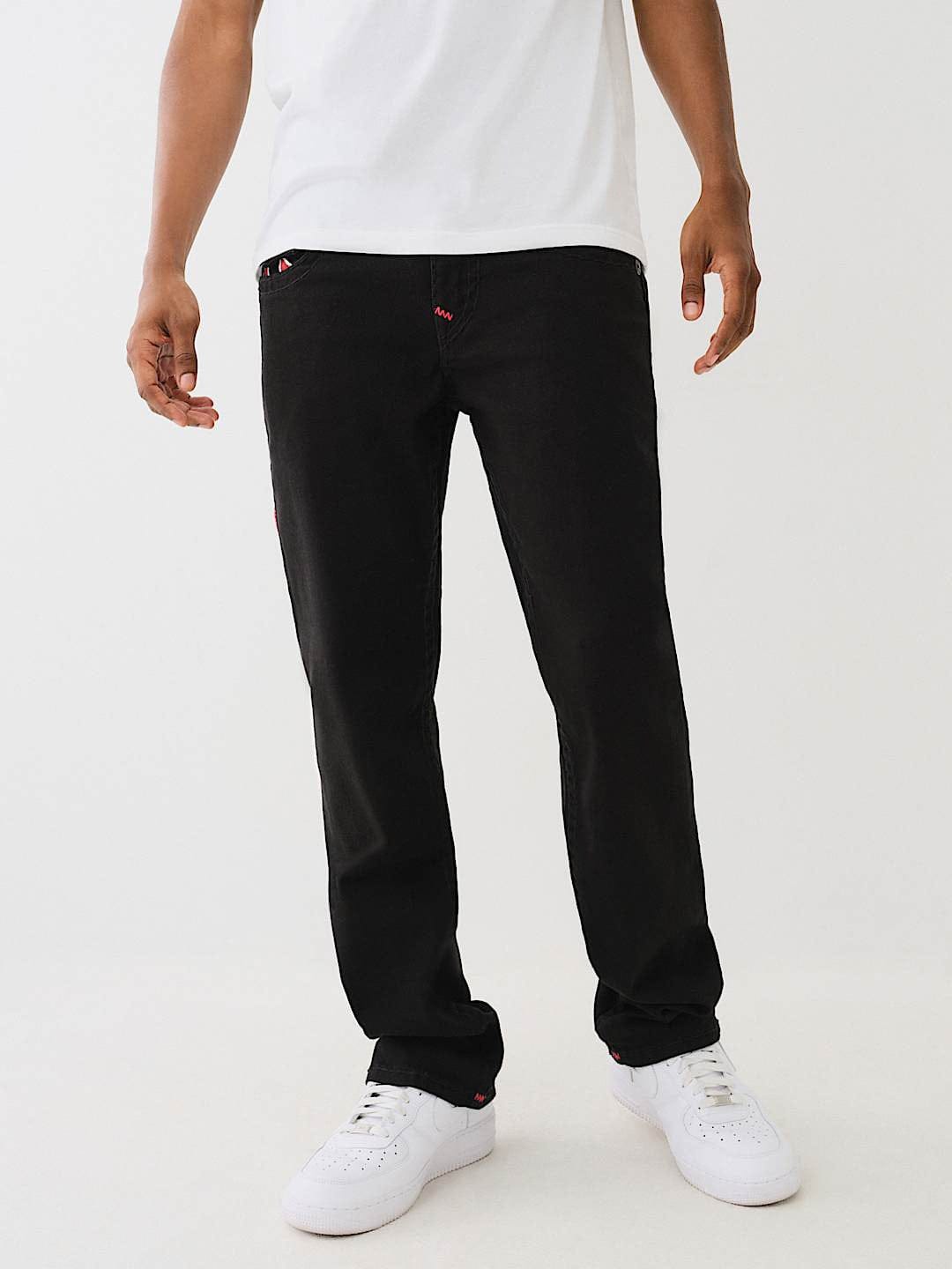 True Religion Men SUPER T Ricky Straight Fit Pure Cotton Mid Rise Jeans