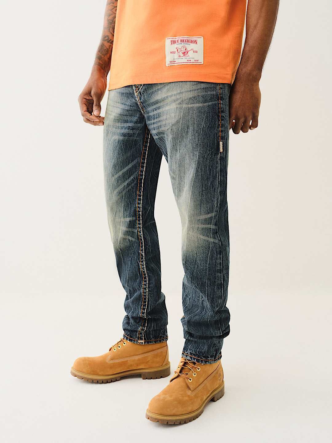 True Religion Men SUPER T Rocco Slim Fit Dark Wash Jeans