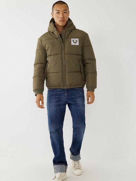 True Religion Men Green Round Neck Jacket