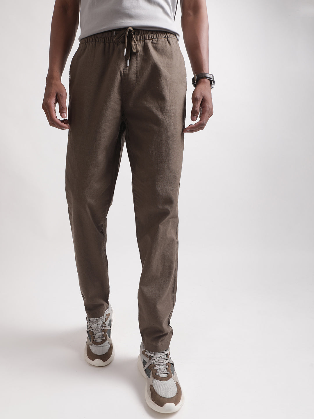 Matinique Men Brown Solid Regular Fit Trouser