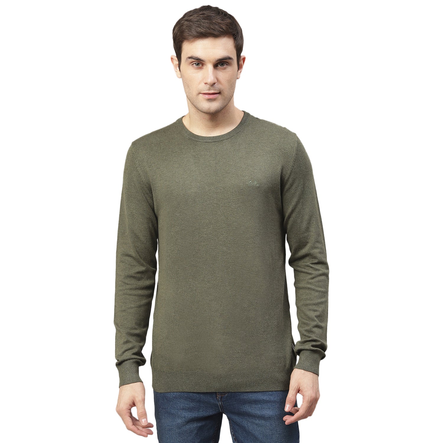 Lindbergh Men Green Solid Round Neck Sweater