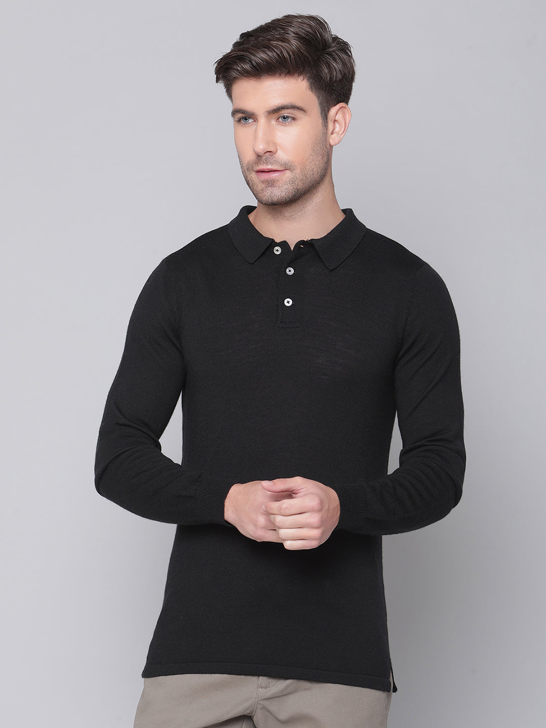 Bruun & Stengade Men Black Solid Round Neck Sweater