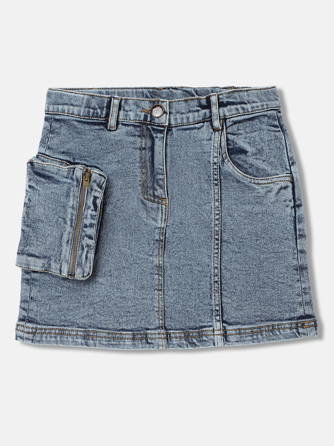 Blue Giraffe Girls Blue Solid Regular Fit Skirt