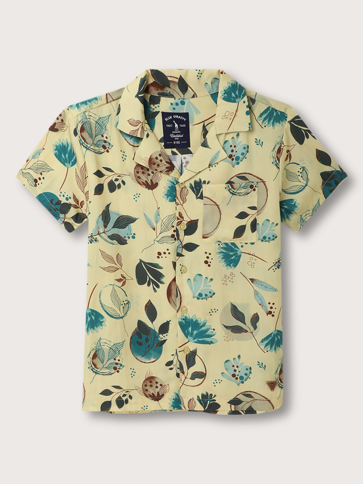 Blue Giraffe Kids Neo Lime Fashion Printed Regular Fit Shirt