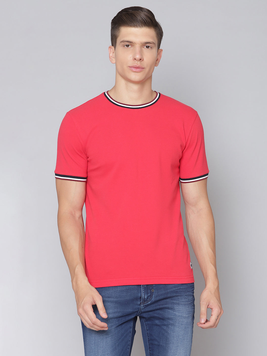 Lindbergh Men Red Solid Polo TShirt