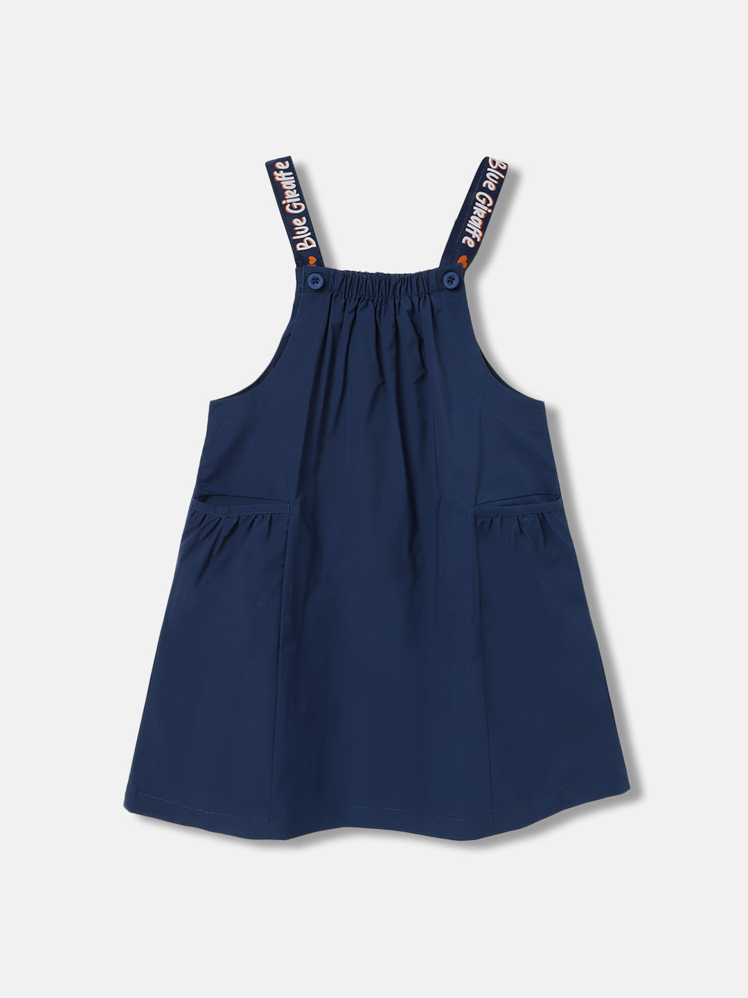 Blue Giraffe Girls Blue Solid Shoulder Straps Sleeveless Dress