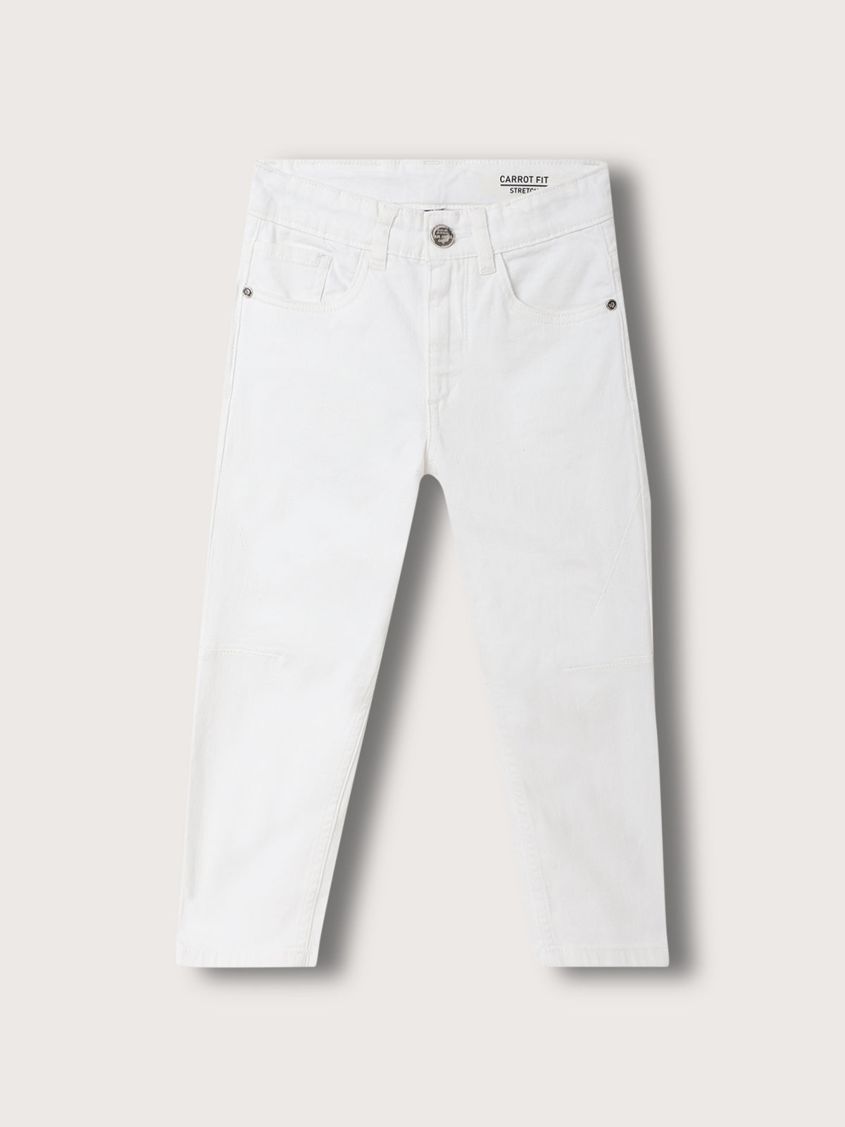 Blue Giraffe Boys White Solid Carrot Jeans
