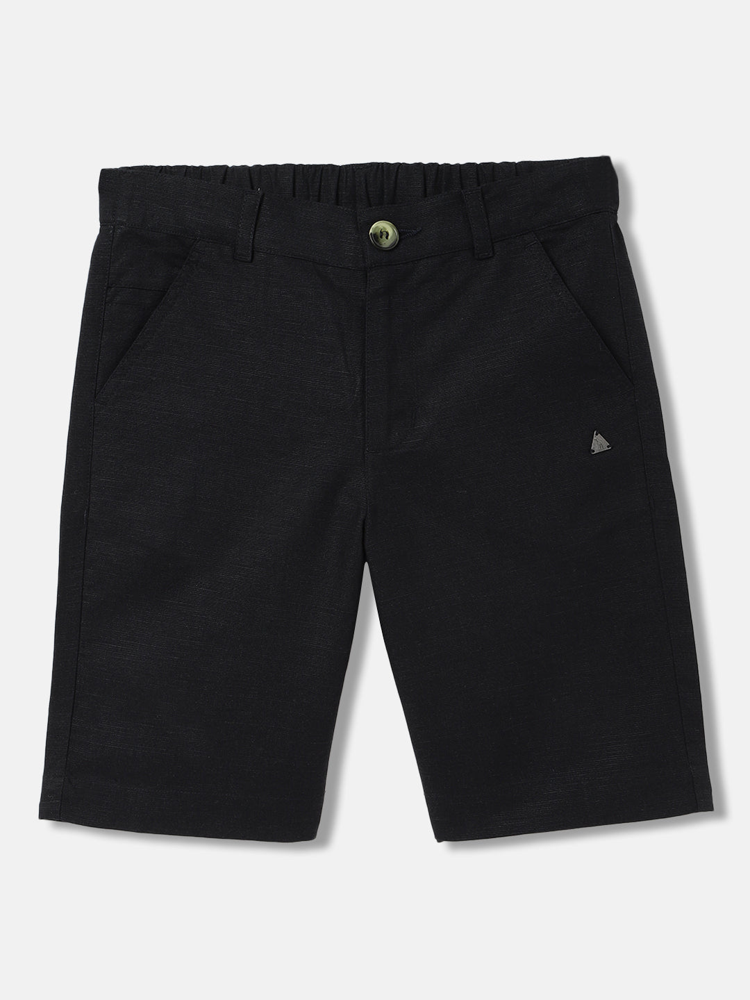 Blue Giraffe Boys Black Solid Regular Fit Shorts