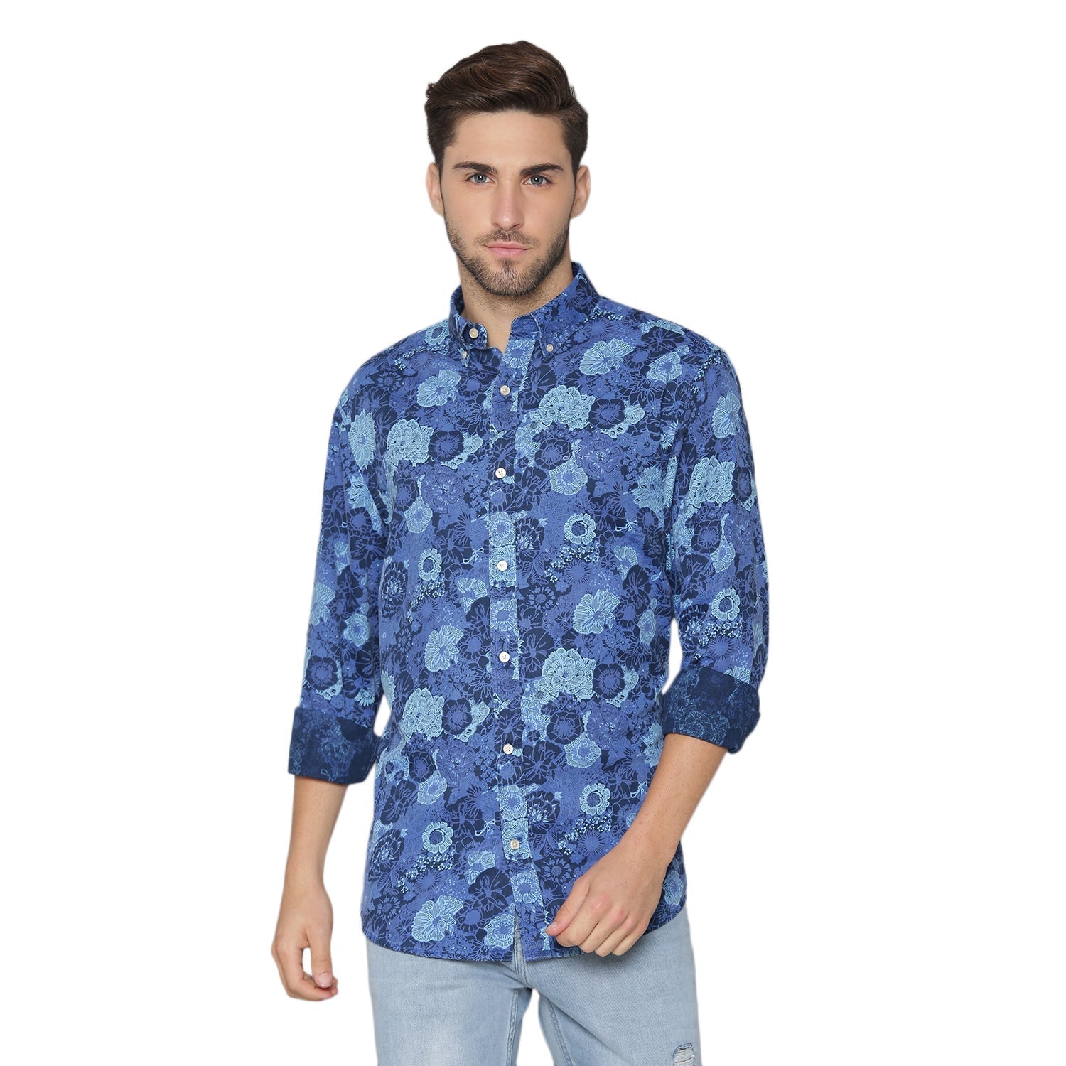 Gant Blue Printed Regular Fit Shirt