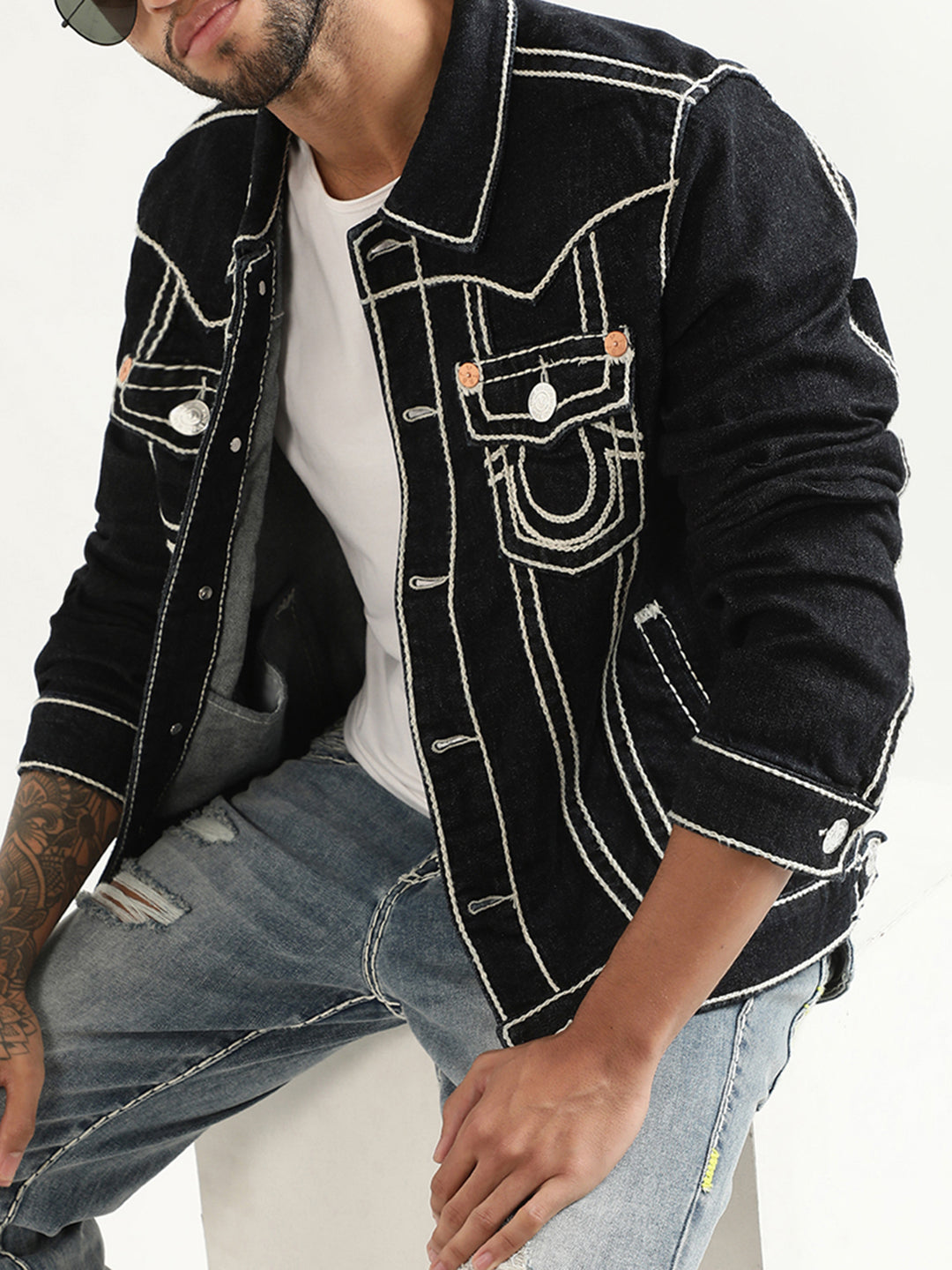 True Religion Lightweight Rope Stitch Denim Jacket