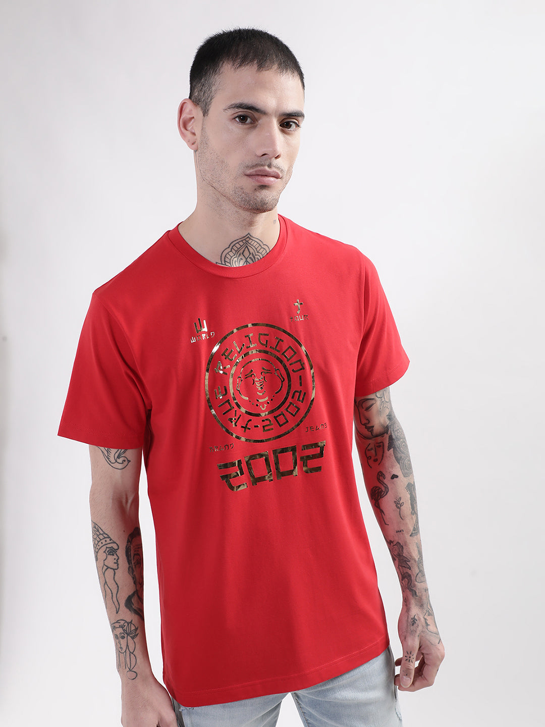 Shop True Religion Red Graphic Logo Regular Fit T-Shirt Online