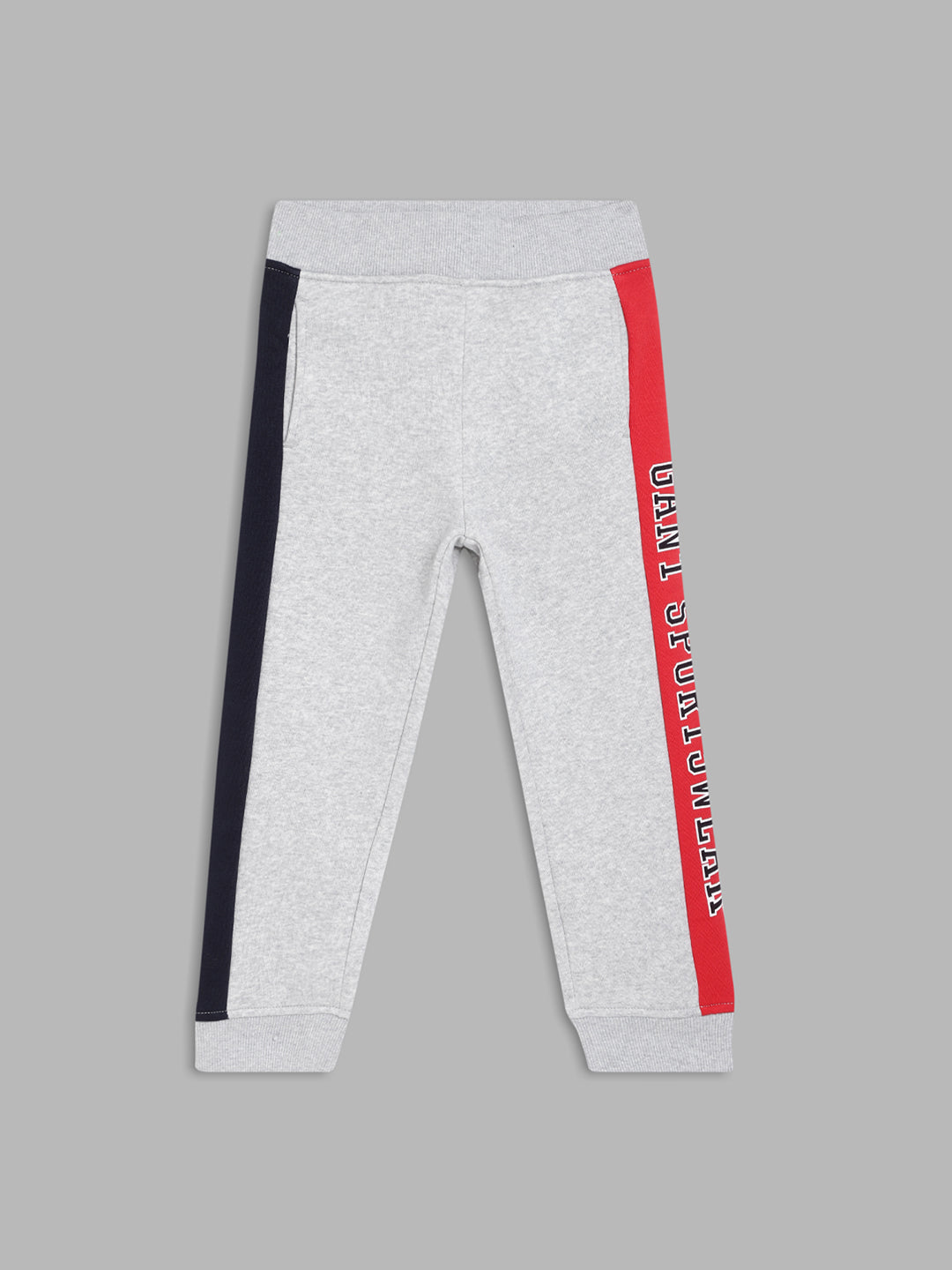 Gant Boys Grey Red Colourblocked Cotton Regular Fit Joggers