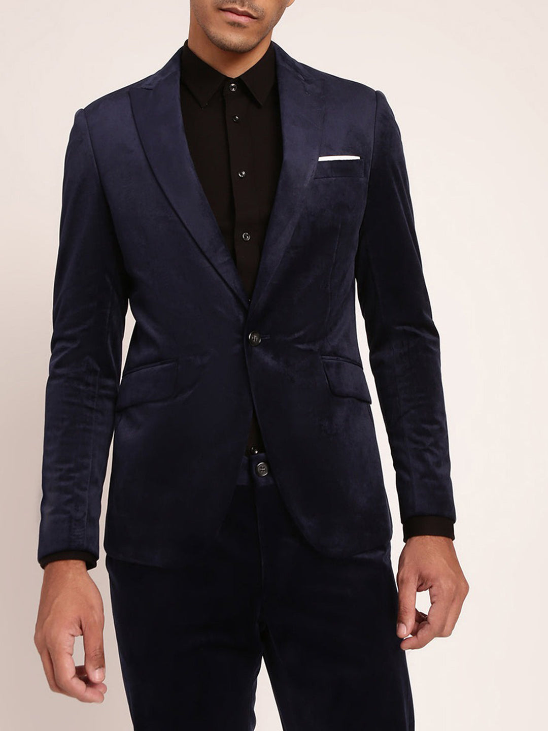 Lindbergh Men Blue Solid Collar Blazer