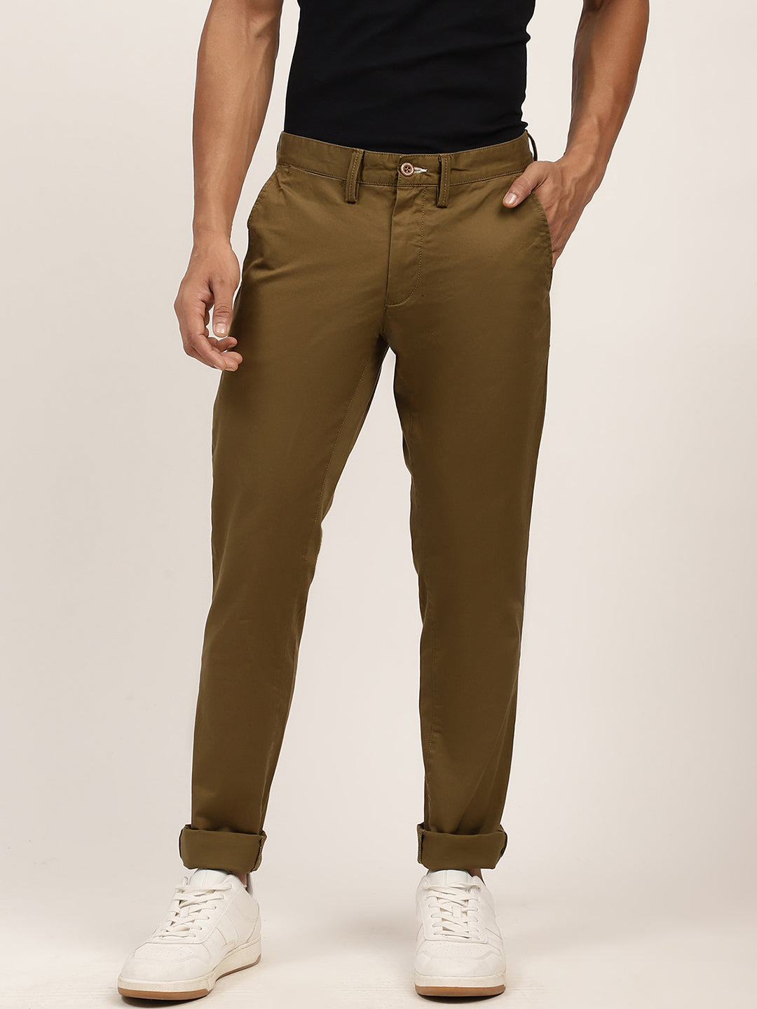 Shop Gant Men Green Slim Fit Chinos Trousers Online – Iconic India