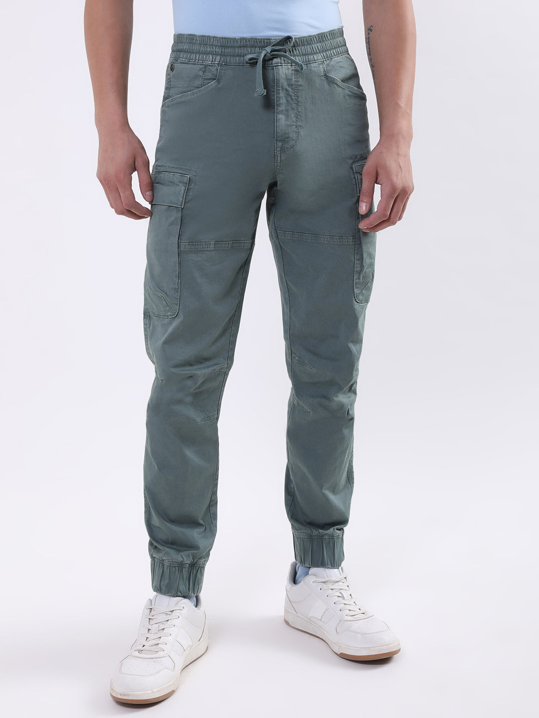 Dnmx Jogger Pants Shop Iconic Men Green Solid Regular Fit