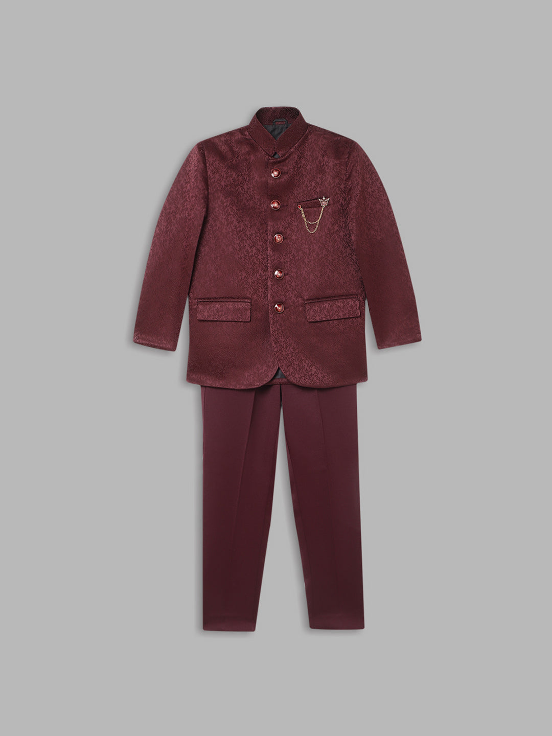 Blue Giraffe Boys Red Solid Collar Bandi Set