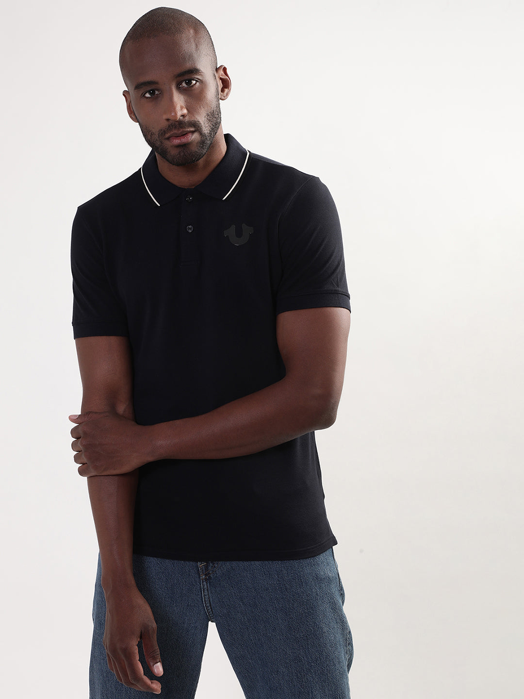 True Religion Peacoat Regular Fit Polo T-Shirt