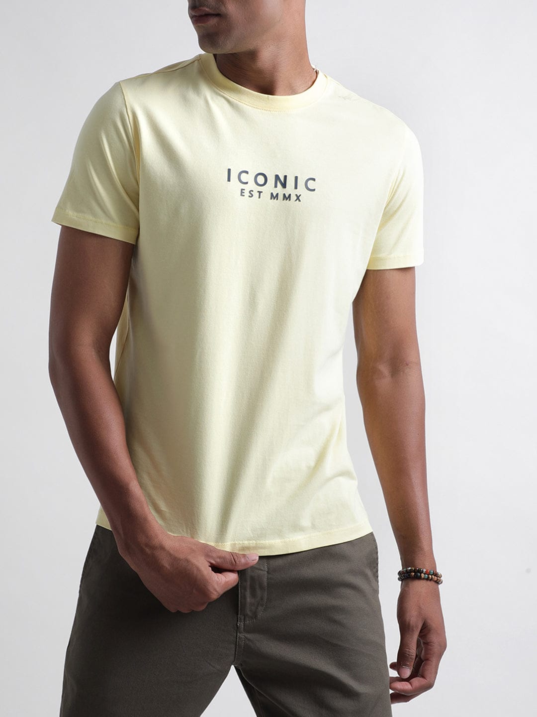 Iconic Men Yellow Round Neck Tshirt