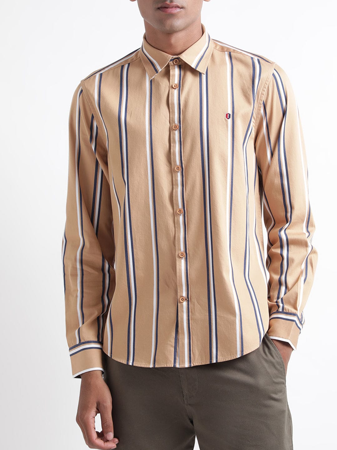 Iconic Men Brown Shirt Collar Shirt