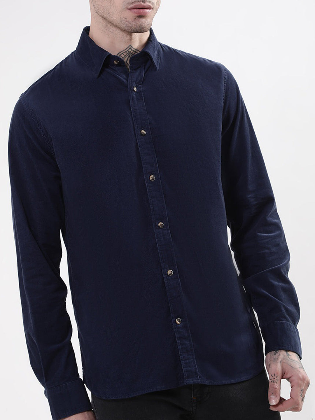 Matinique Men Navy Blue Solid Collar Shirt