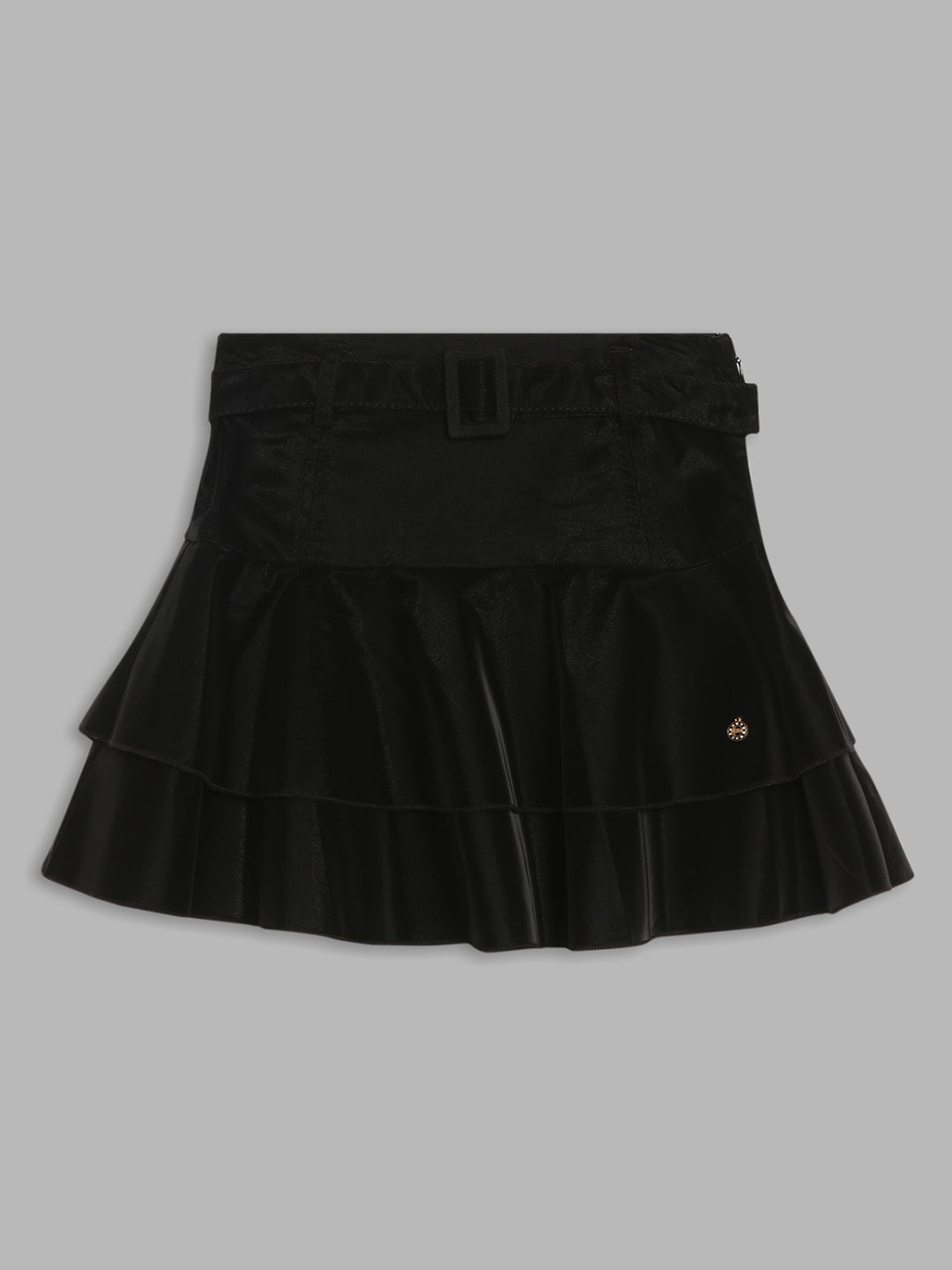 Elle Kids Girls Black Solid Tailored Fit Skirt
