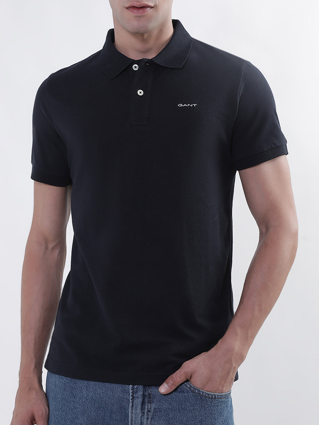 Gant Black Regular Fit Polo T-Shirt
