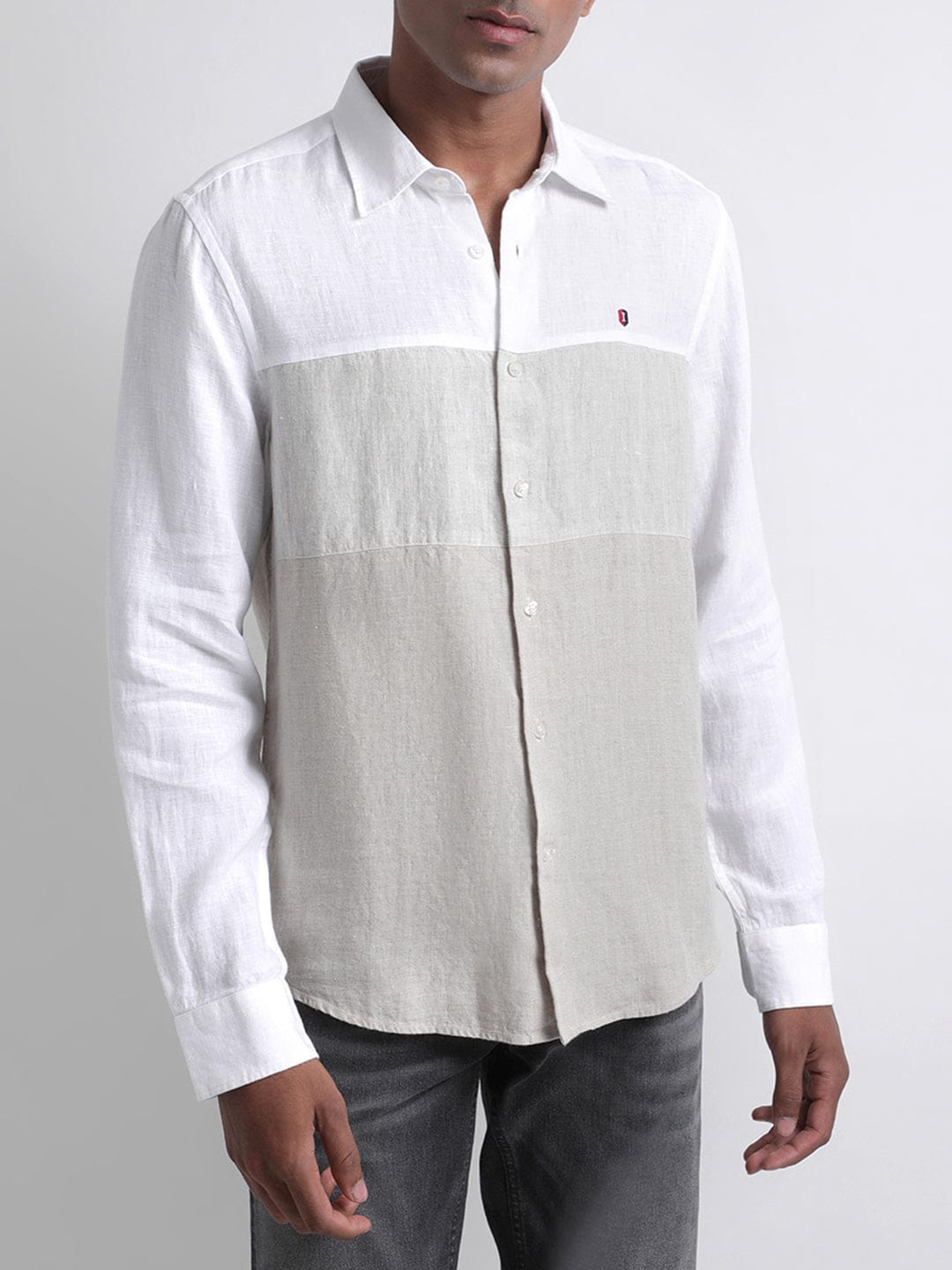 Iconic Men Beige Shirt Collar Shirt