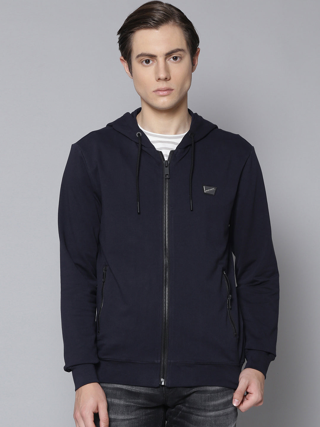Antony Morato Men Blue Solid Hooded Sweatshirt
