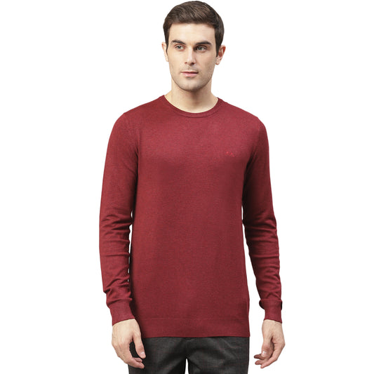 Lindbergh Men Red Solid Round Neck Sweater