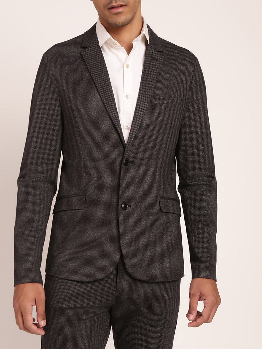 Lindbergh Men Black Checked Collar Blazer