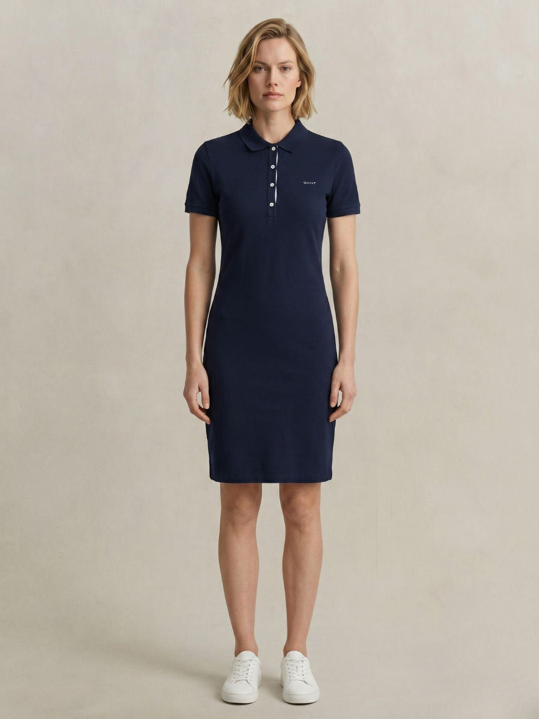 Gant Women Navy Blue Solid Stretchable Slim Fit Dress