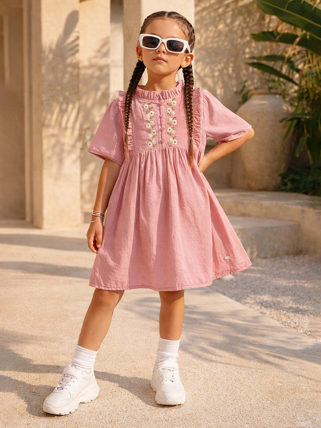 Elle Girls Floral Pink Dress