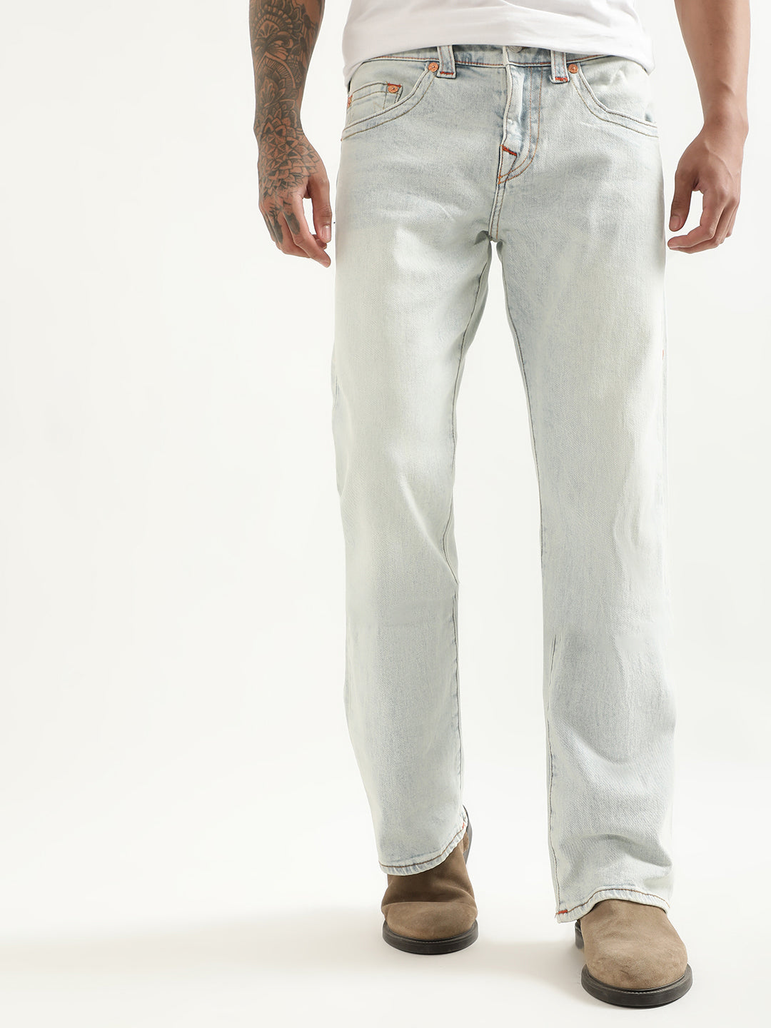 True Religion Men Bootcut Mid-Rise Heavy Fade Jeans