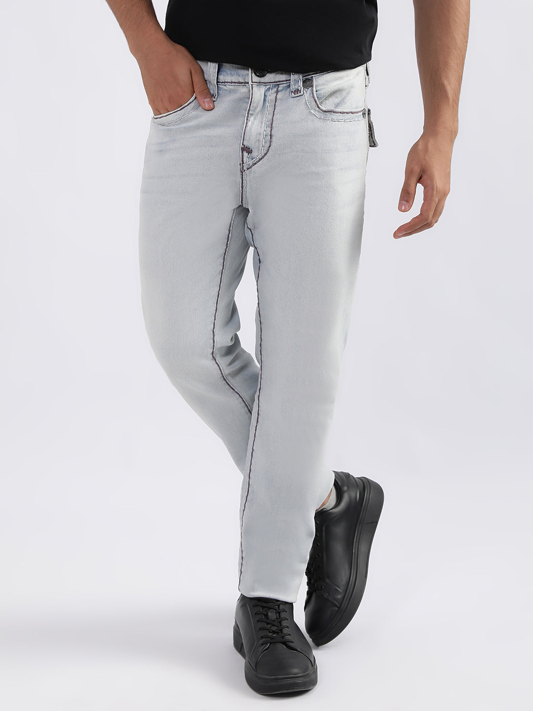 True Religion Men Blue Solid Skinny Fit Jeans