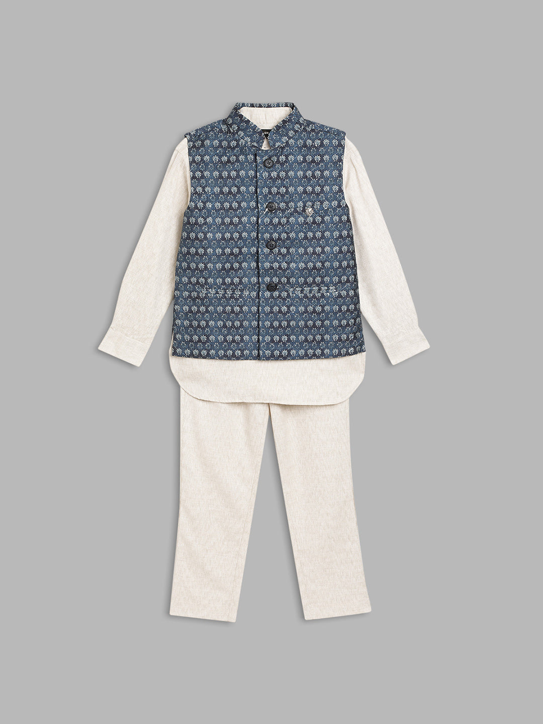 Blue Giraffe Boys Mandarin Collar Bandi Set