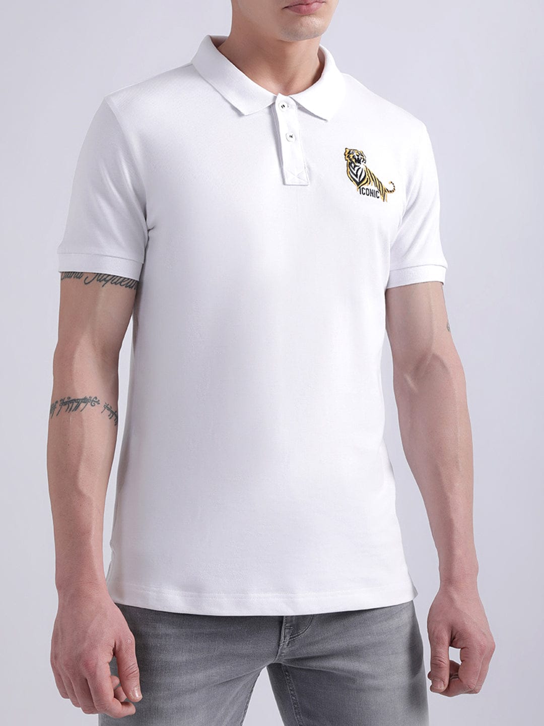 Iconic Men White Polo Tshirt
