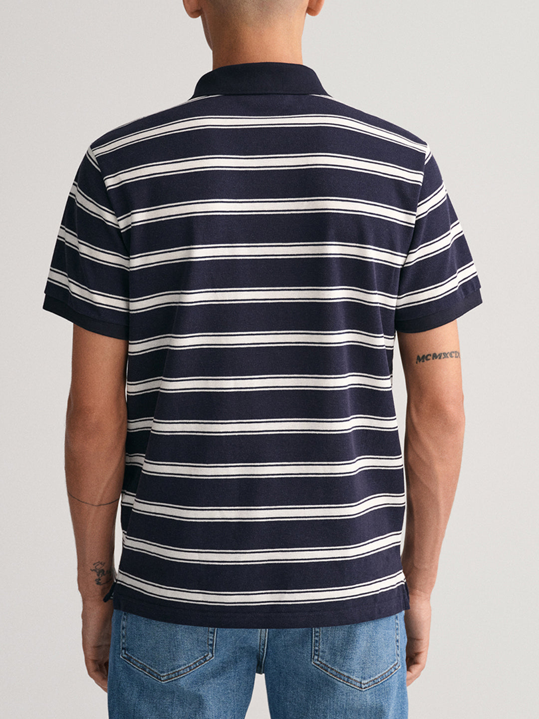 Gant Blue Striped Regular Fit Polo T-Shirt