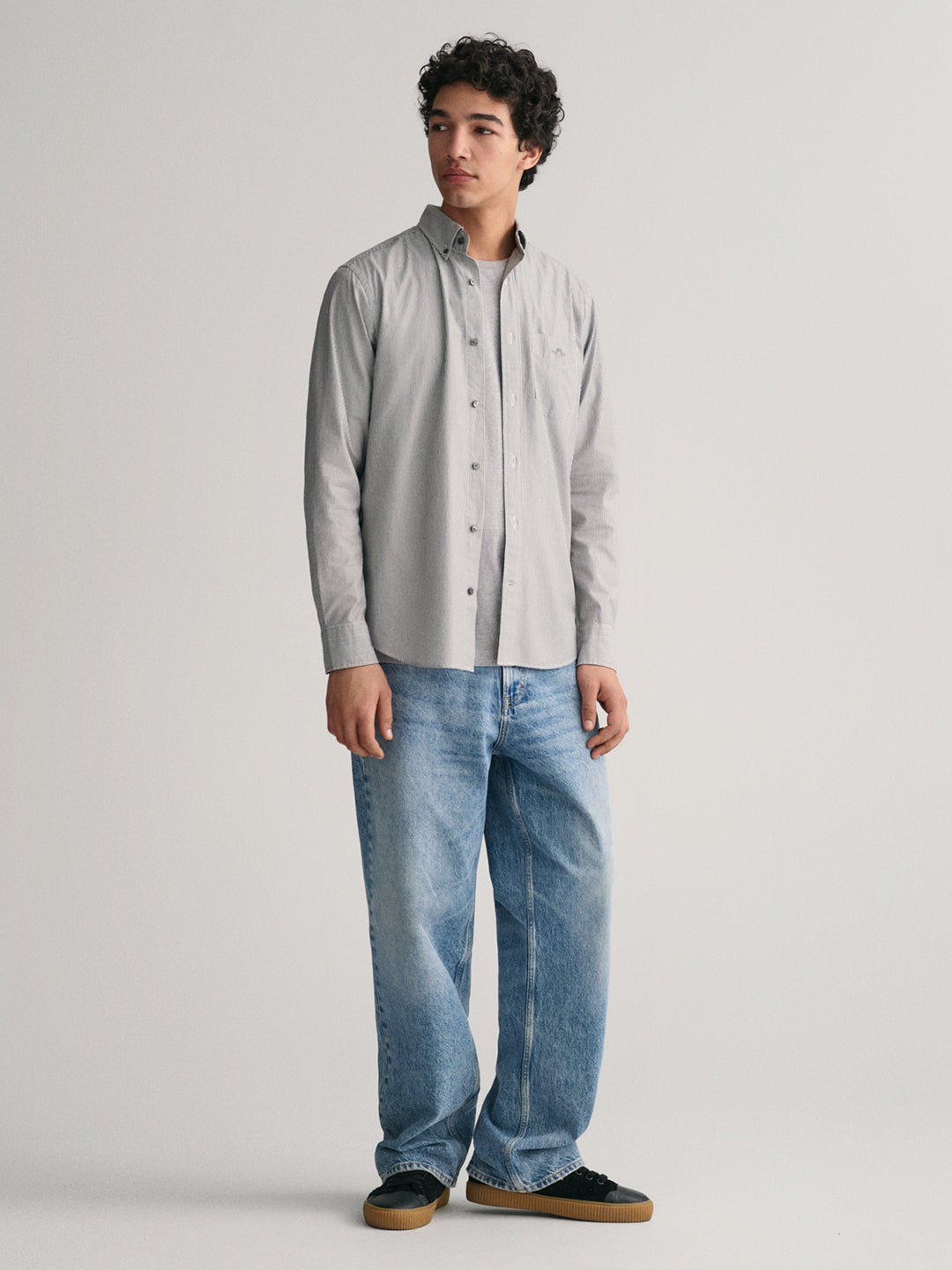 Gant Men Black Striped Button-down Collar Full Sleeves Shirt