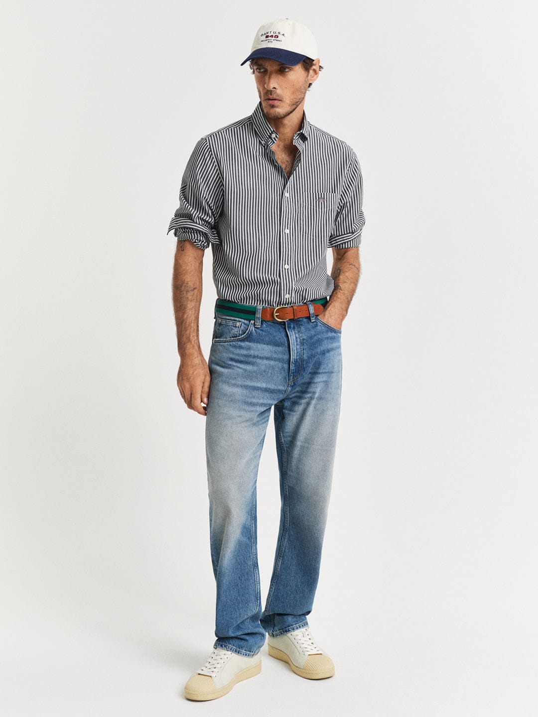 Gant Men Black Striped Collar Shirt