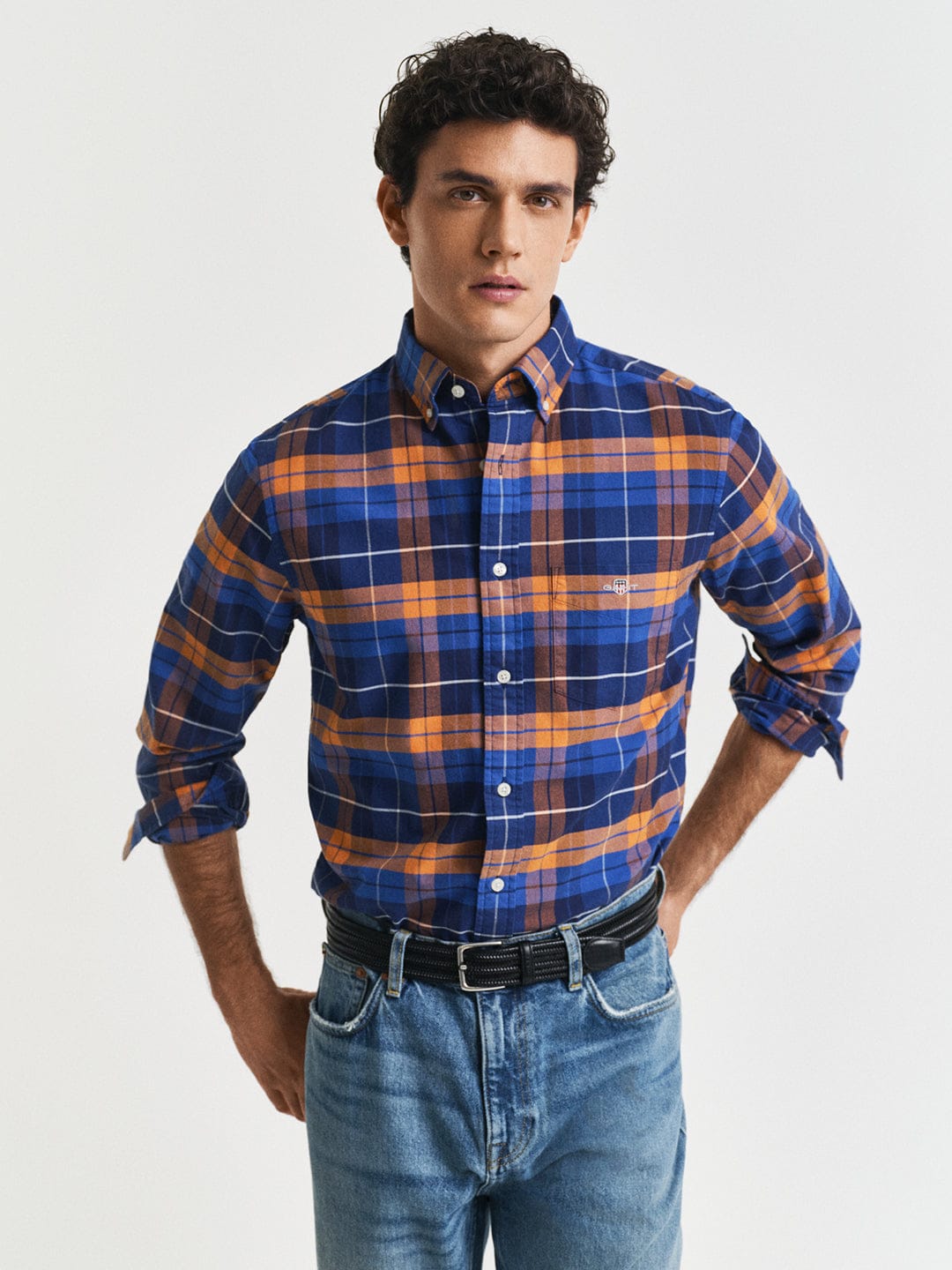 Gant Men Orange Checks Collar Shirt