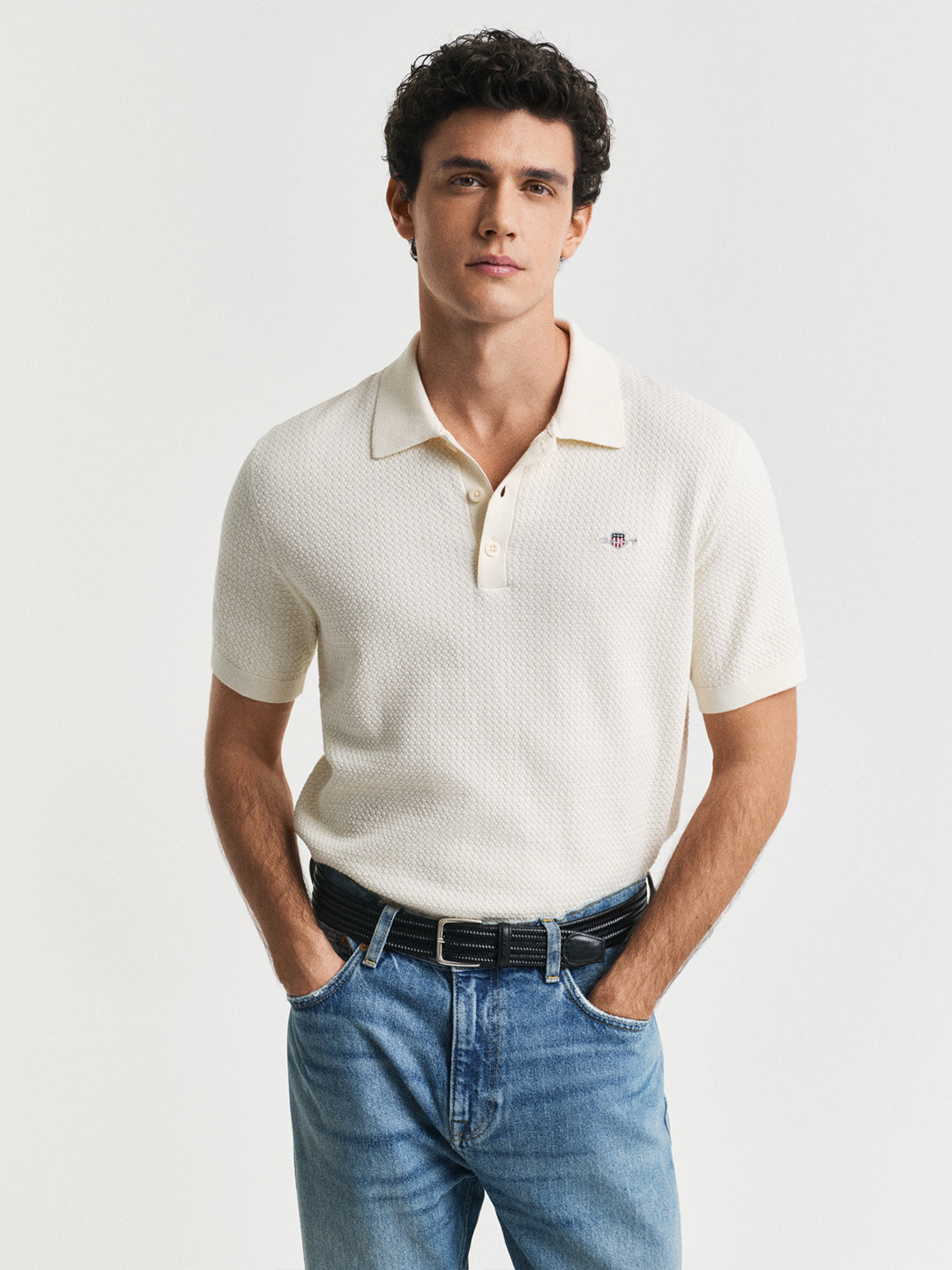 Gant Men Cream Solid Polo Tshirt