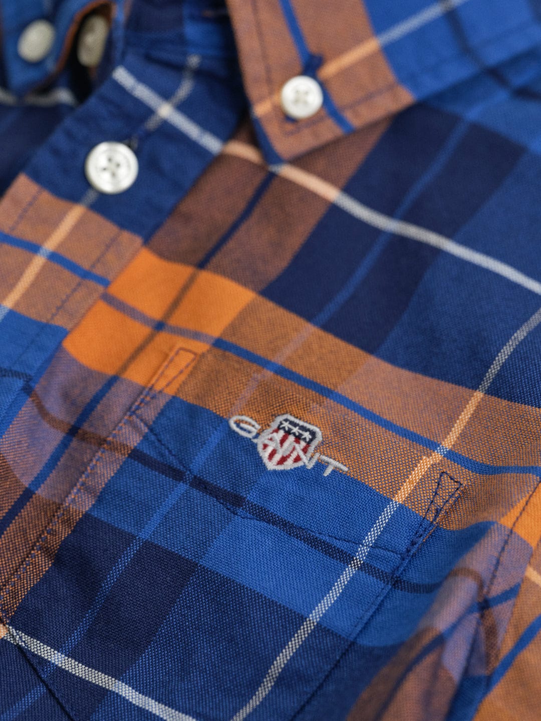 Gant Boys Orange Checks Collar Shirt
