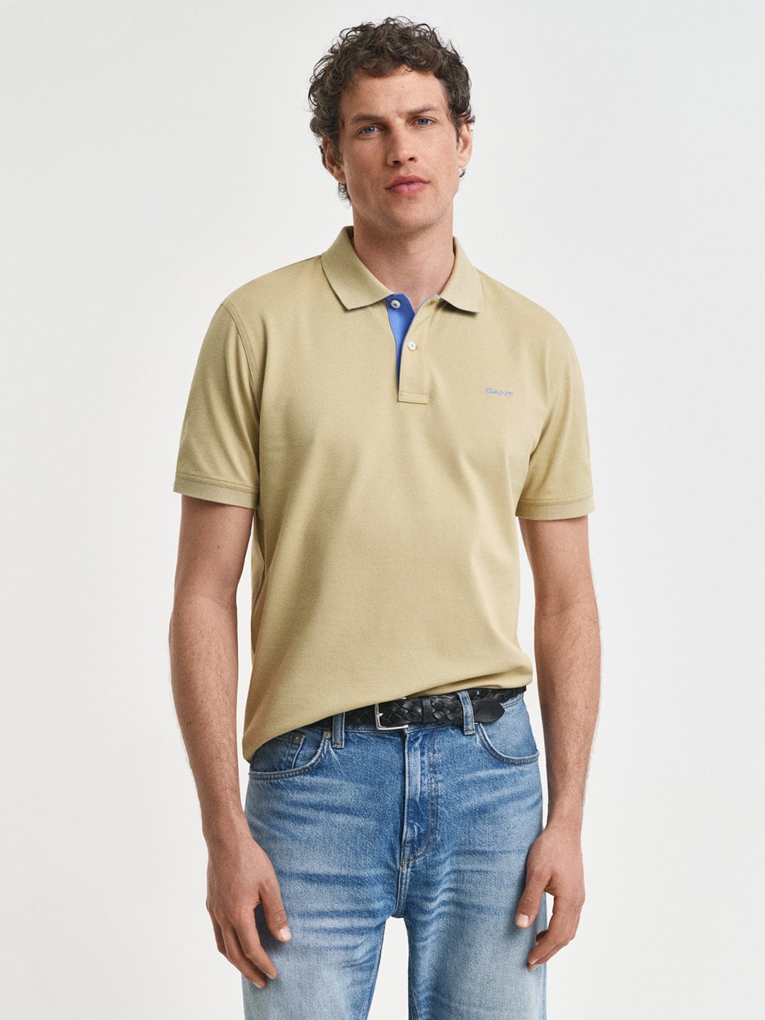 Gant Men Beige Solid Polo Tshirt