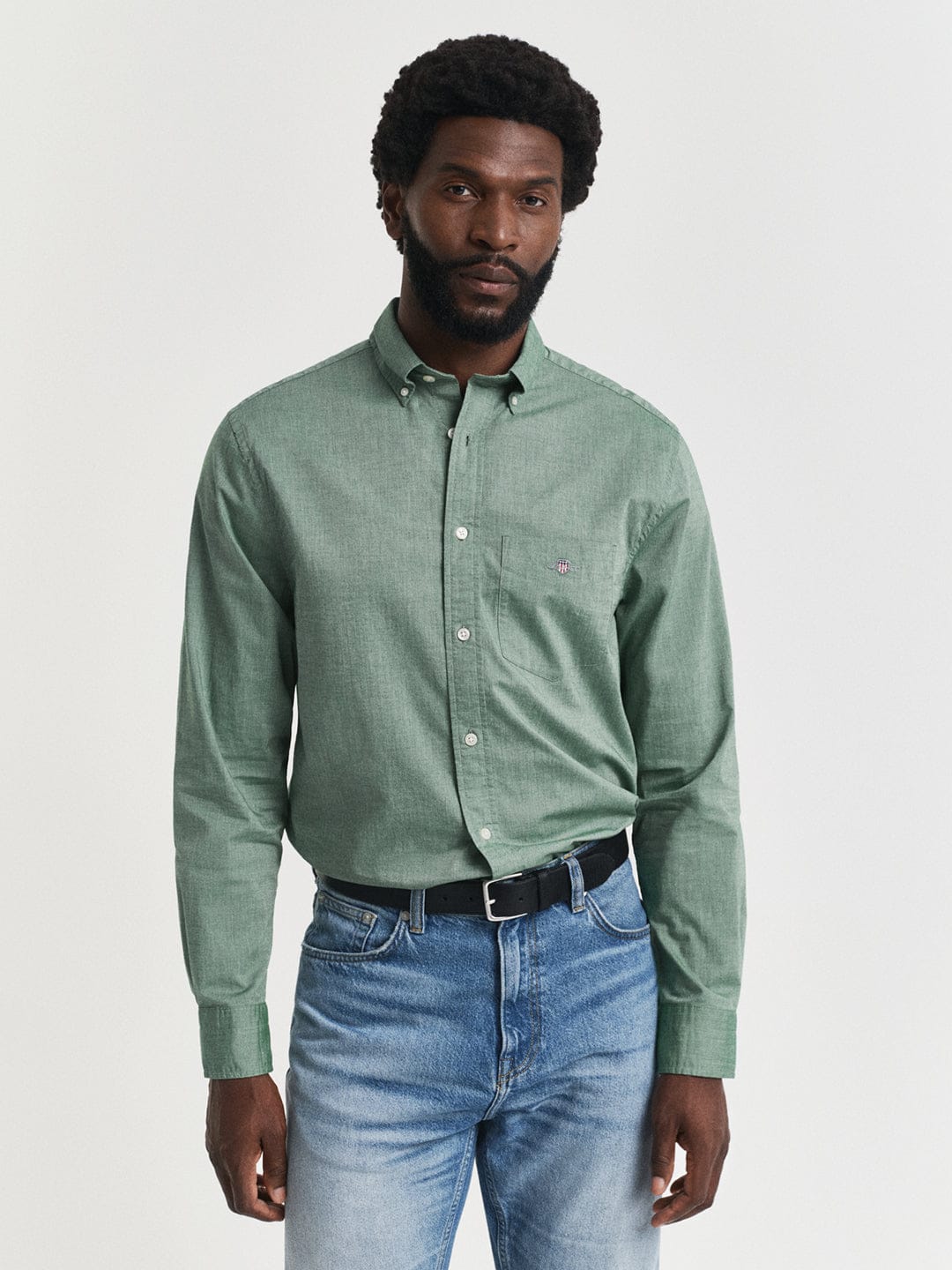 Gant Men Green Solid Collar Shirt