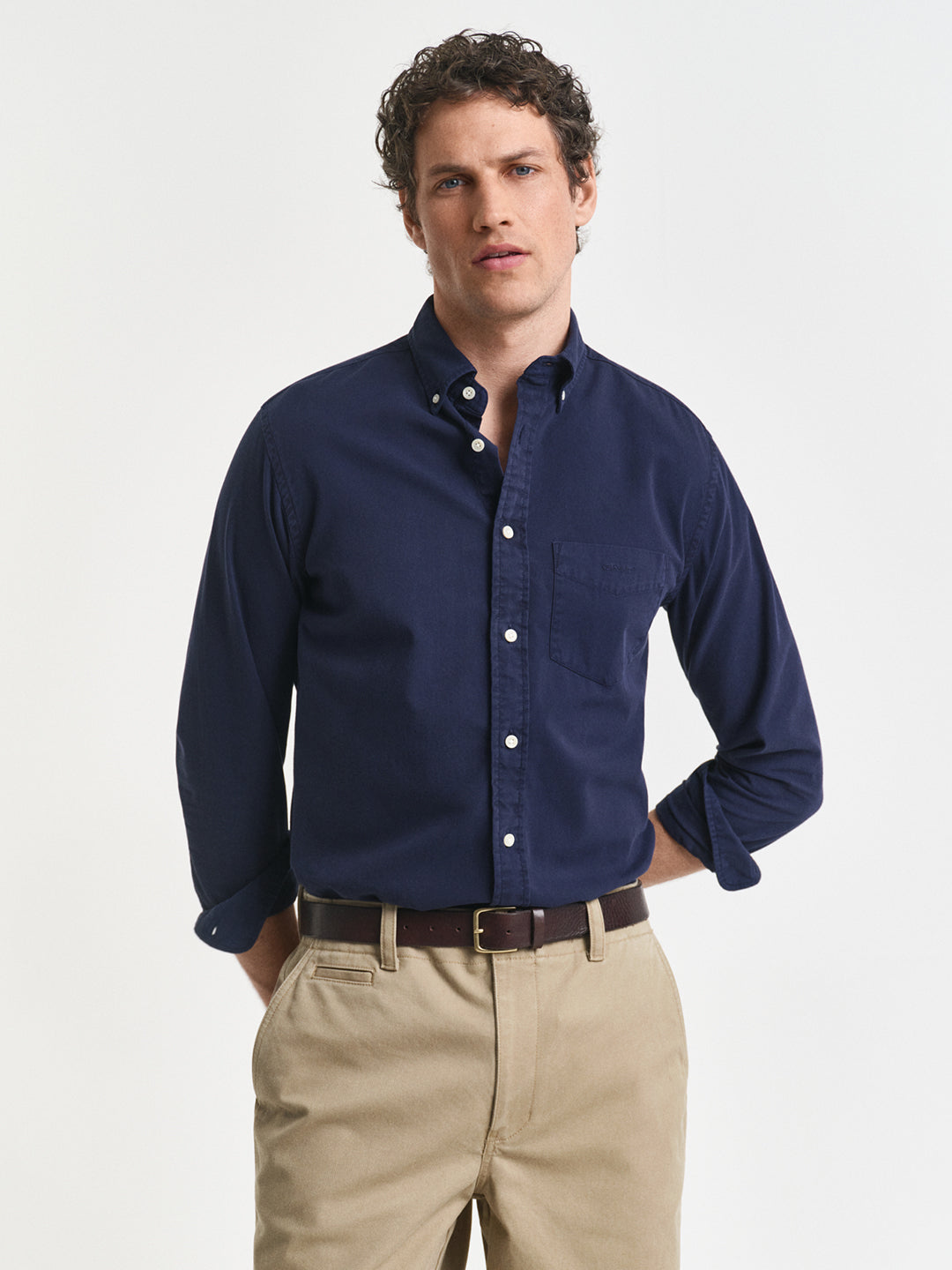 Gant Men Blue Solid Collar Shirt