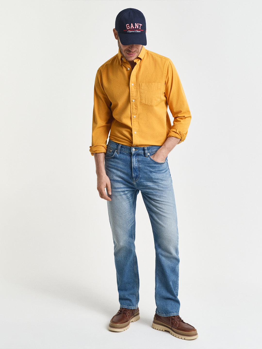 Gant Men Yellow Solid Collar Shirt